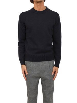 Maglia girocollo Paolo Pecora in lana merino blu in UOMO
