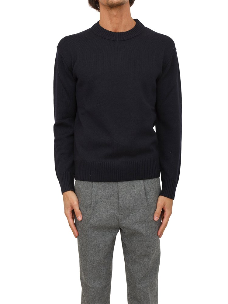 Maglia girocollo Paolo Pecora in lana merino blu