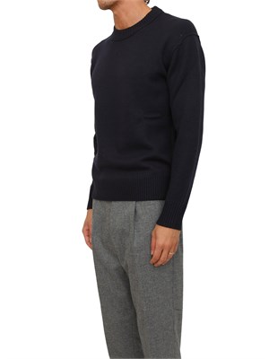 Maglia girocollo Paolo Pecora in lana merino blu in UOMO