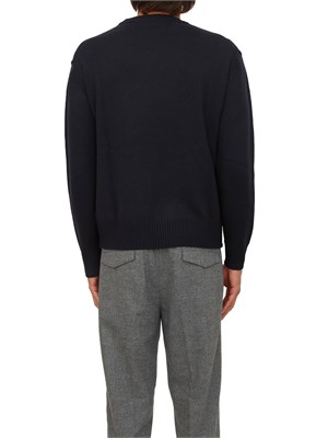 Maglia girocollo Paolo Pecora in lana merino blu in UOMO