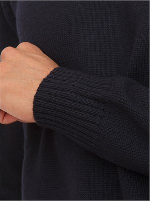 Maglia girocollo Paolo Pecora in lana merino blu in UOMO