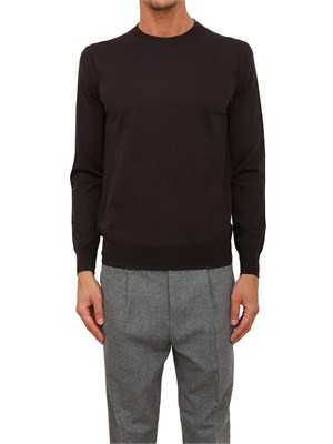 Maglia girocollo Paolo Pecora in lana merino marrone in UOMO