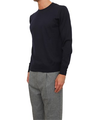 Maglia girocollo Paolo Pecora in lana merino blu in UOMO