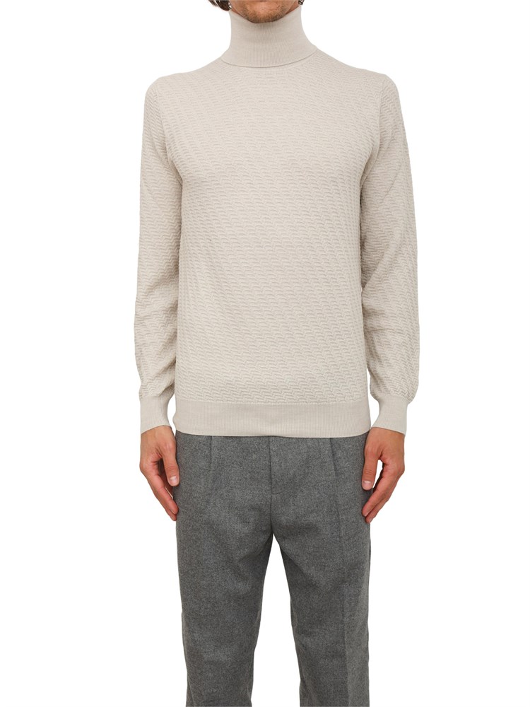 Maglia lupetto Paolo Pecora in lana panna con lavorazione wave