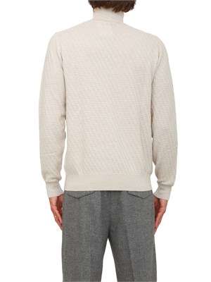 Maglia lupetto Paolo Pecora in lana panna con lavorazione wave in UOMO