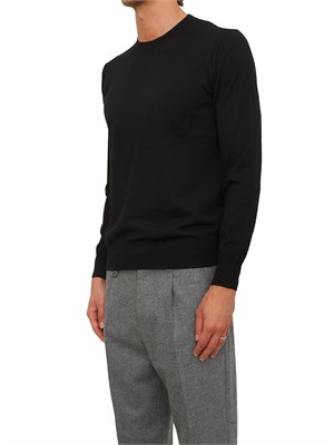 Maglia girocollo Paolo Pecora in lana merino nero in UOMO