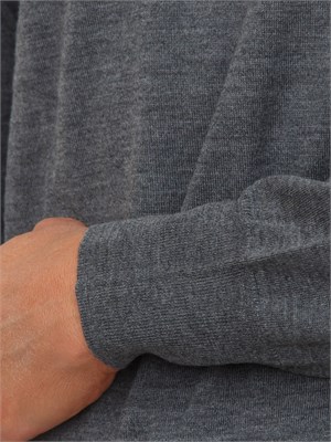 Maglia girocollo Paolo Pecora in lana merino grigio in UOMO