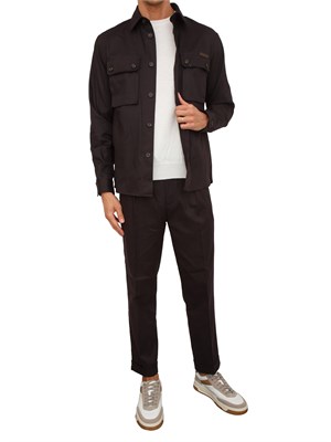 Pantalone chino Paolo Pecora in gabardina marrone con coulisse in UOMO