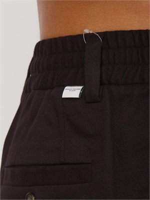 Pantalone chino Paolo Pecora in gabardina marrone con coulisse in UOMO