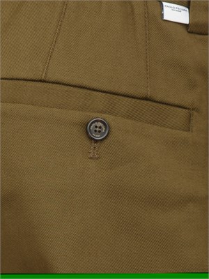 Pantalone chino Paolo Pecora in gabardina verde con coulisse in UOMO