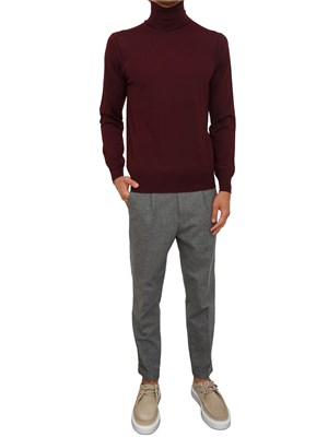 Maglia dolcevita Paolo Pecora in lana merino bordeaux in UOMO