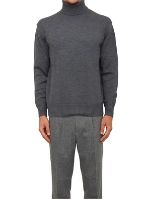 Maglia collo alto Paolo Pecora in lana merino grigia in UOMO
