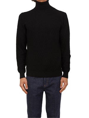 Maglia lupetto Paolo Pecora in lana nera con lavorazione wave in UOMO
