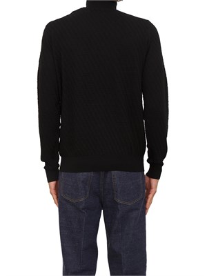 Maglia lupetto Paolo Pecora in lana nera con lavorazione wave in UOMO