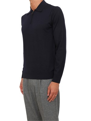 Maglia polo mezza zip Paolo Pecora in lana blu in UOMO