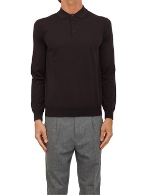 Maglia polo Paolo Pecora in lana merino marrone in UOMO
