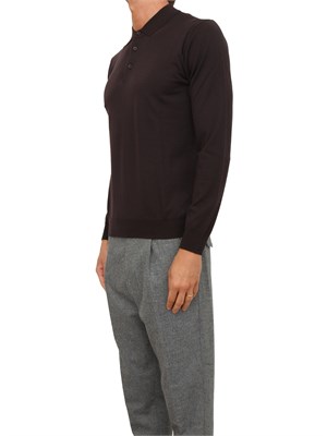Maglia polo Paolo Pecora in lana merino marrone in UOMO