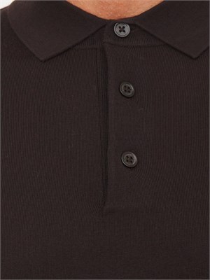 Maglia polo Paolo Pecora in lana merino marrone in UOMO