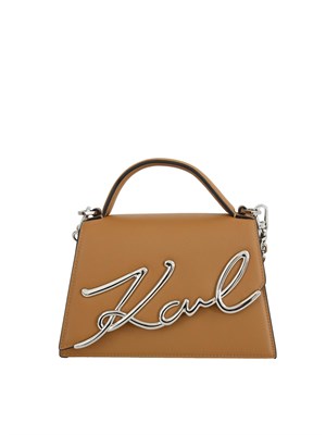 K.LAGERFELD Borsa Karl Lagerfeld in pelle cuoio con logo signature in DONNA