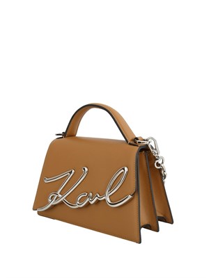 K.LAGERFELD Borsa Karl Lagerfeld in pelle cuoio con logo signature in DONNA