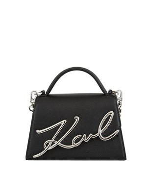 K.LAGERFELD Borsa Karl Lagerfeld in pelle nera con logo signature in DONNA