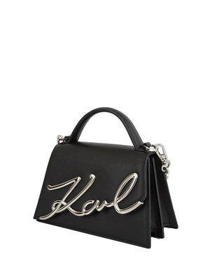 K.LAGERFELD Borsa Karl Lagerfeld in pelle nera con logo signature in DONNA