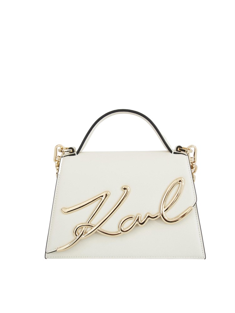 K.LAGERFELD Borsa Karl Lagerfeld in pelle bianca con logo signature
