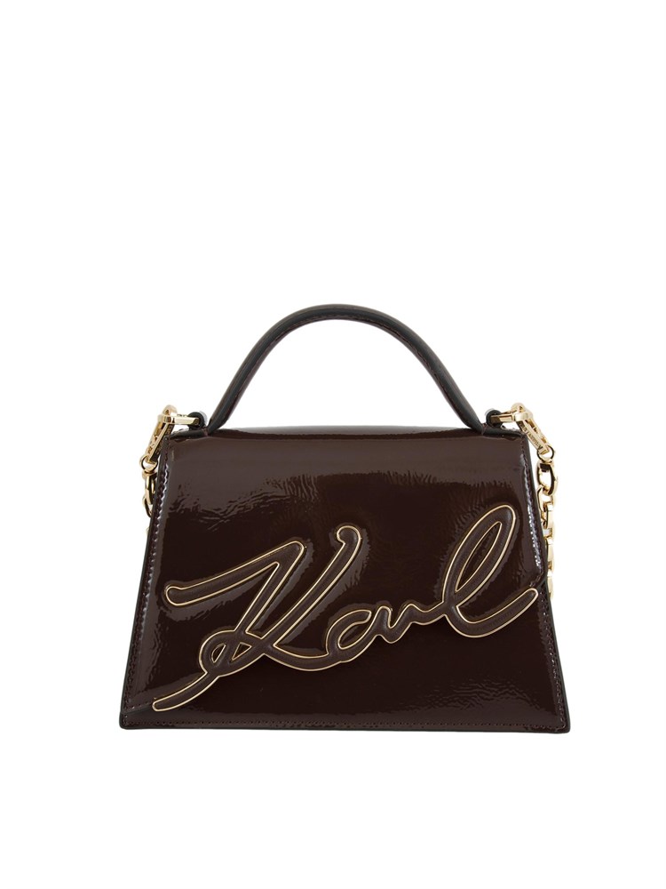 K.LAGERFELD Borsa Karl Lagerfeld in pelle lucida marrone