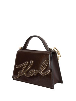 K.LAGERFELD Borsa Karl Lagerfeld in pelle lucida marrone in DONNA