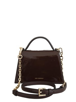 K.LAGERFELD Borsa Karl Lagerfeld in pelle lucida marrone in DONNA