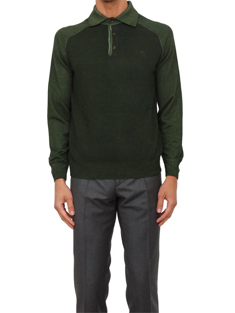 Maglia polo Etro uomo in lana verde