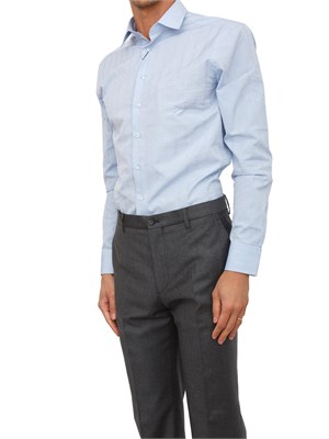 Camicia Etro uomo in cotone azzurro ricami Paisley tono su tono in UOMO