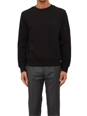 Felpa girocollo Etro uomo in cotone nero con logo in UOMO