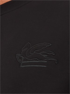 Felpa girocollo Etro uomo in cotone nero con logo in UOMO