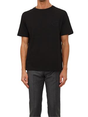 T-shirt girocollo Etro uomo in cotone nero con logo in UOMO