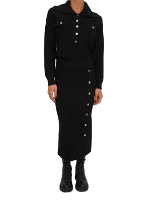 Completo Liu Jo cardigan+gonna in misto viscosa nera a coste in DONNA