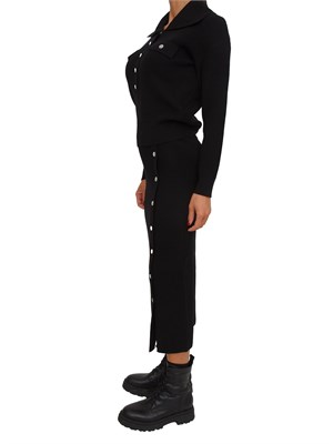 Completo Liu Jo cardigan+gonna in misto viscosa nera a coste in DONNA