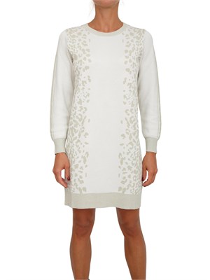 Abito Liu Jo in maglia viscosa e lurex avorio motivo animalier in DONNA
