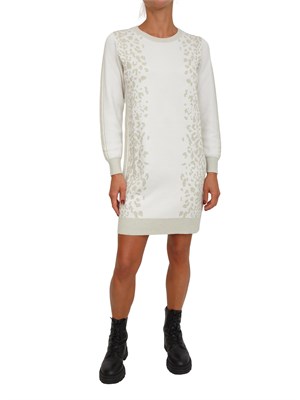 Abito Liu Jo in maglia viscosa e lurex avorio motivo animalier in DONNA