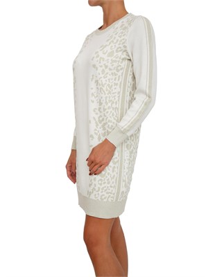 Abito Liu Jo in maglia viscosa e lurex avorio motivo animalier in DONNA