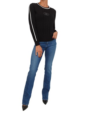 Maglia Liu Jo donna in viscosa nera con dettagli a contrasto in DONNA