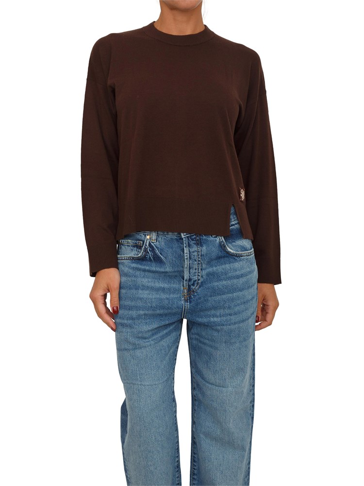 Maglia girocollo Liu Jo donna in misto lana marrone