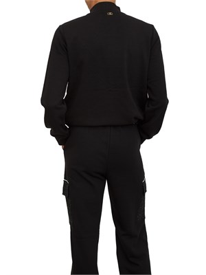 Felpa full zip Liu Jo donna in misto cotone nero con inserti lurex in DONNA