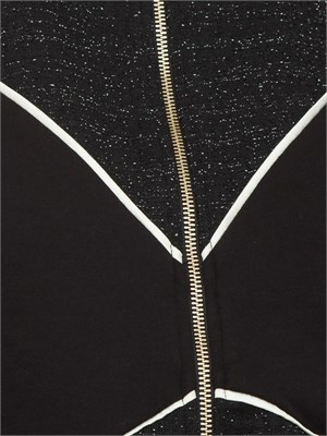 Felpa full zip Liu Jo donna in misto cotone nero con inserti lurex in DONNA