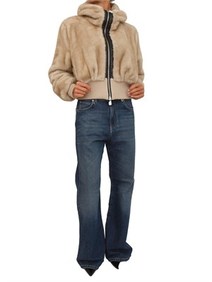 Bomber Pinko in tessuto effetto pelliccia beige in DONNA