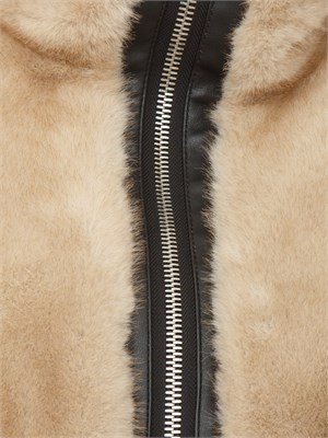 Bomber Pinko in tessuto effetto pelliccia beige in DONNA