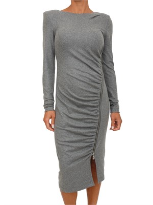Abito Pinko in flanella di lana grigia aderente con drappeggio e zip in DONNA