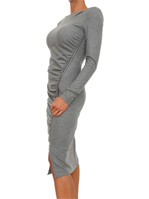 Abito Pinko in flanella di lana grigia aderente con drappeggio e zip in DONNA