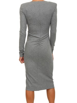 Abito Pinko in flanella di lana grigia aderente con drappeggio e zip in DONNA