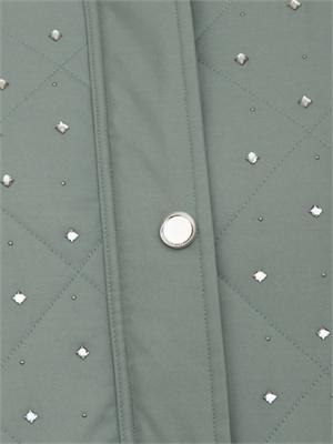 Bomber Pinko in tessuto verde con strass e borchie in DONNA